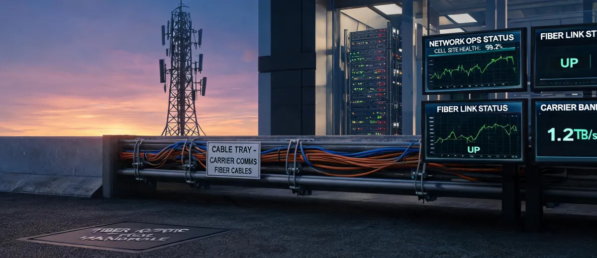 Antenna tower and fiber route industry scene