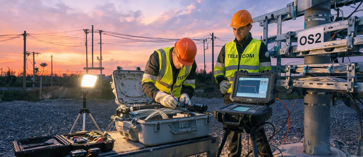 Fiber splicing closure service scene